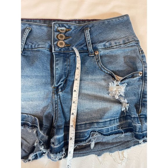 Boom Boom Jeans Womens Cut Off Short SH19729Z Button Fly Distressed Blue Size 9 - Picture 5 of 9